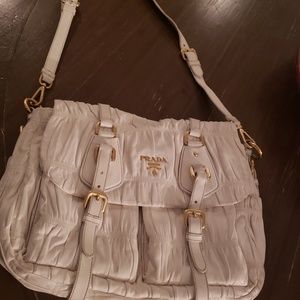 PRADA Nappa Gaufre' An Bianco Shoulder Bag